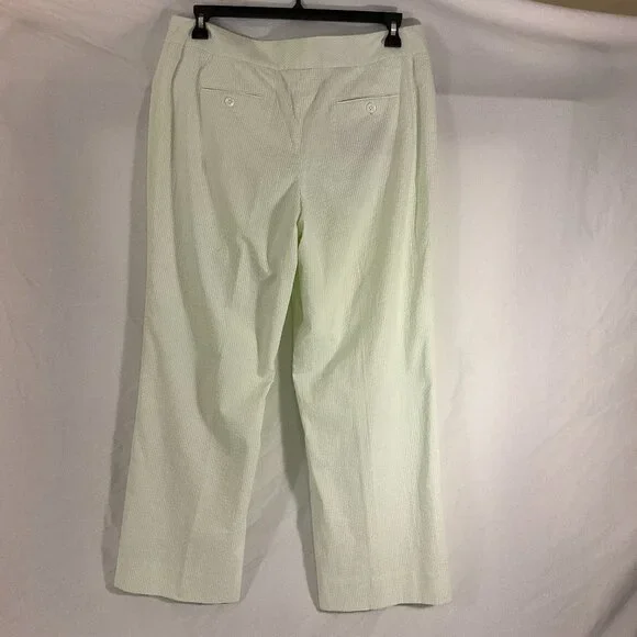 Brooks Brothers Seersucker Pants-Green/White Stripe, Wide Leg SZ 14 - Picture 3 of 10